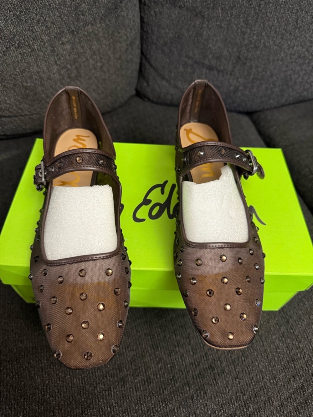 Sam Edelman Brown Studded Mary Jane Flats